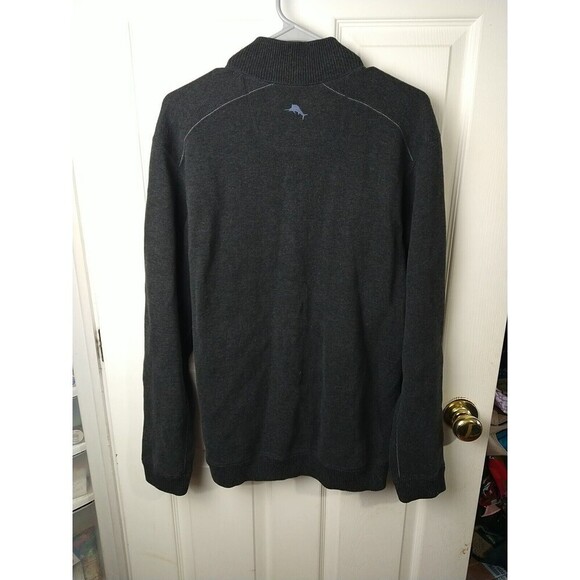 Tommy Bahama Men's Mock 1/4 Zip Grey White Stitched Pullover Sweater. Size XXL* - Picture 14 of 14